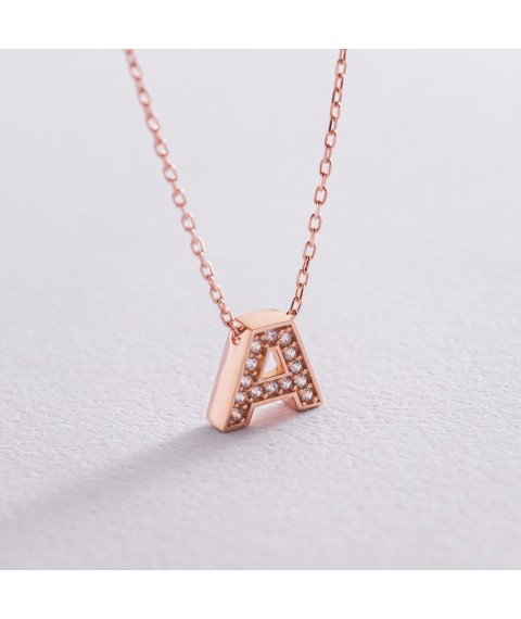 Gold necklace with the letter "A" (cubic zirconia) coll01255A Onix 44