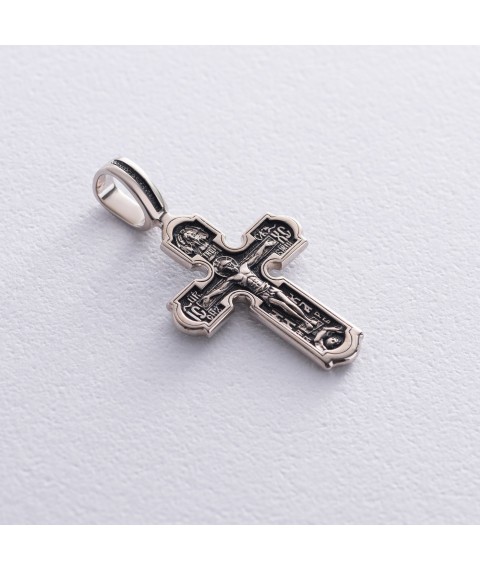Cross "Crucifixion" in white gold p03890 Onyx