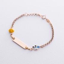 Gold children's bracelet "Smiley" for engraving b04100 Onix 15.5