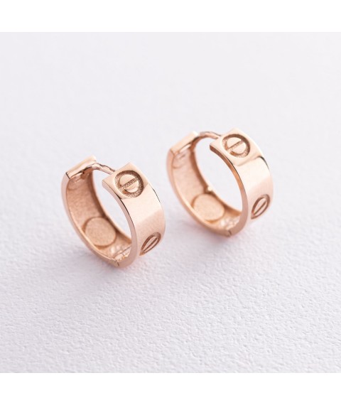 Earrings - rings "Love" in red gold s07216 Onyx