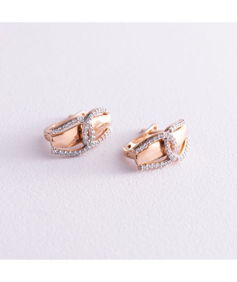 Gold earrings with cubic zirconia s04409 Onyx