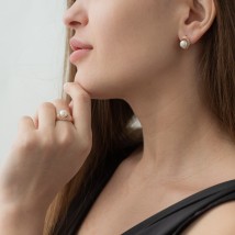 Gold earrings (pearls, cubic zirconia) s06159 Onyx