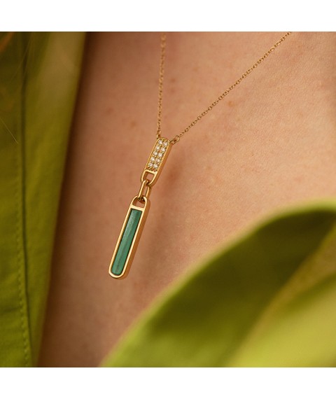 Gold necklace with diamonds and malachite flasks0103sc Onix 45