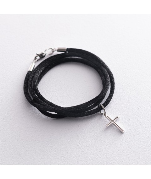 Black silk cord with white gold clasp (2mm) count00849 Onyx 40
