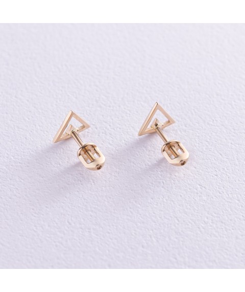 Stud earrings "Triangles" (yellow gold) s06997 Onyx