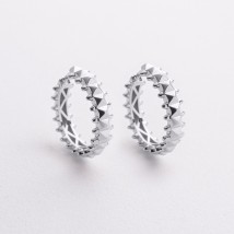 Серьги - кольца в белом золоте с09331 Онікс