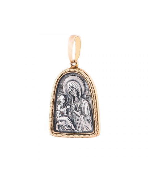Silver amulet of the Mother of God with gilding 131756 Onyx