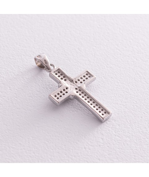 Срібний хрестик з фіанітами 132009 Онікс
