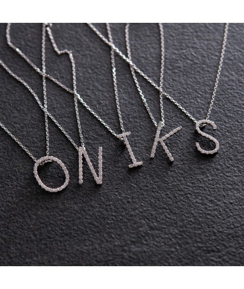 Gold necklace with the letter "H" with diamonds 133761121 Onyx 45
