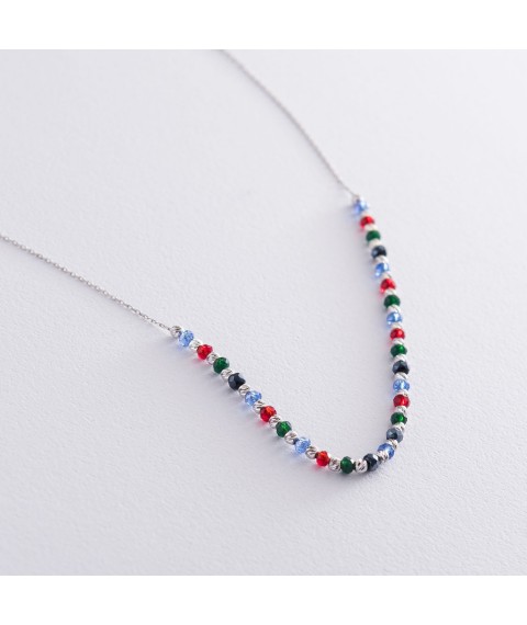Silver necklace (multi-colored cubic zirconia) 181008 Onyx 45
