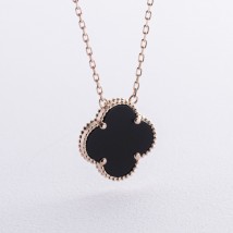 Necklace "Clover" in yellow gold (onyx) coll02482 Onyx 50