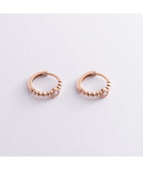 Gold earrings - rings in red gold s08286 Onyx