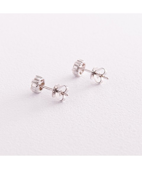 Gold earrings - studs "Hearts" with diamonds sb0224sa Onix