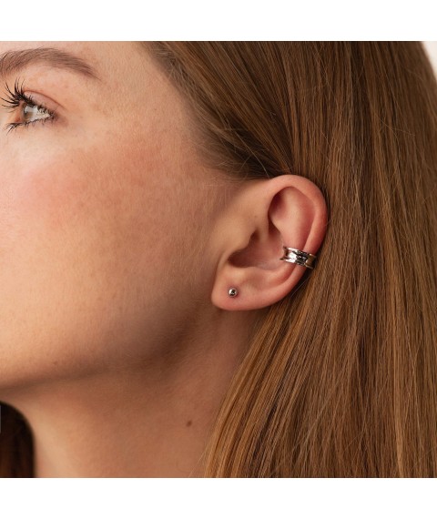 Gold single earring "Ball" s08791 Onyx