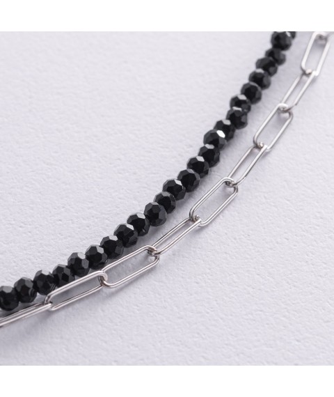 Silver double necklace (crystal) 908-01438 Onyx 41