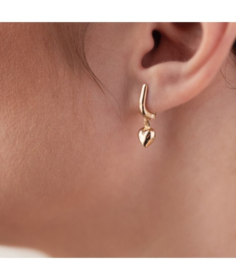 Earrings "Hearts" in yellow gold s08389 Onyx