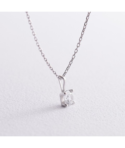 Necklace with one cubic zirconia in white gold kol02351 Onyx 45