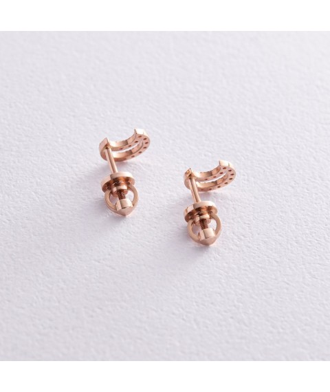 Gold earrings - studs "Moon" with diamonds 36762421 Onyx