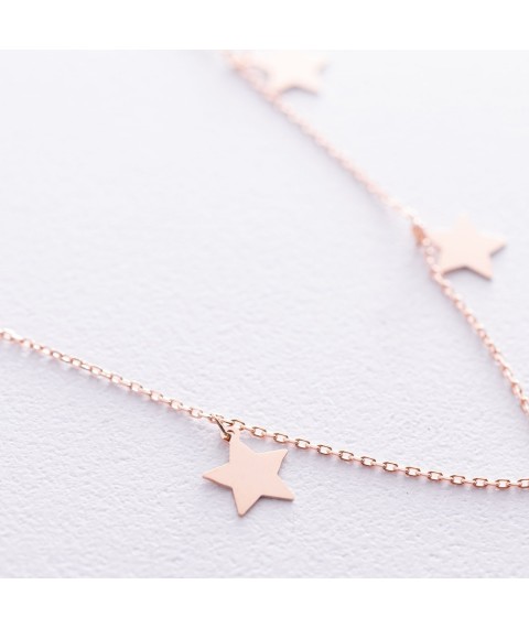Necklace "Stars" in red gold kol01715 Onyx 40