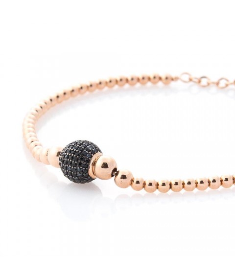 Gold bracelet "Balls" (black cubic zirconia) b03590 Onix 17