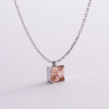 Gold necklace "Alma" (orange cubic zirconia) count02372 Onyx 45