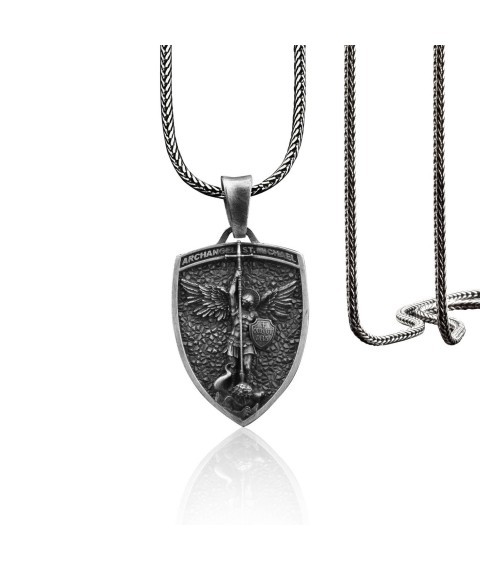 Silver pendant "Archangel Michael" 133185 Onyx