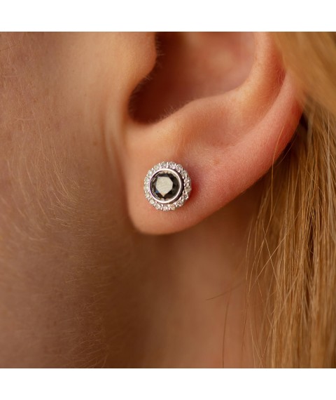 Earrings - studs with diamonds (white gold) 336191122 Onyx