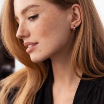 Earrings "Minimalism" in red gold s07978 Onyx