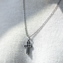 Silver cross with polymer 132974 Onyx