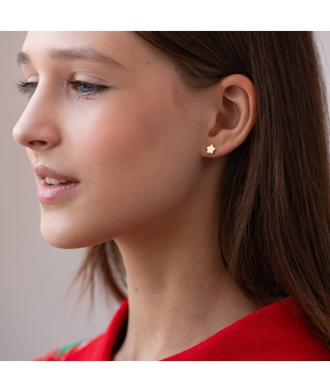 Gold earrings - studs "Flowers" s08762 Onix