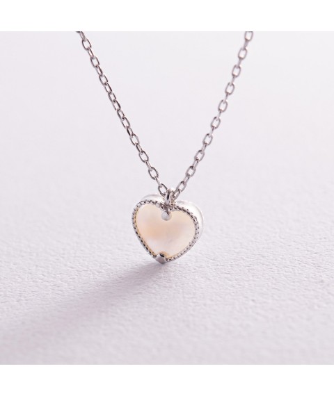 Silver necklace "Heart" (mother of pearl) 181254 Onyx 43