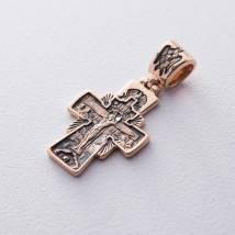 Золотий православний хрест "Господь Вседержитель. Ікона Божої Матері" Семистрільна" п02532 Онікс