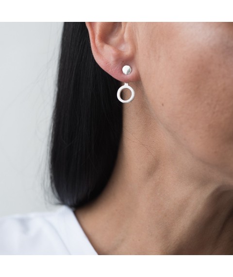 Silver stud earrings "Originality" 122508 Onyx