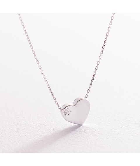 Gold necklace "Heart" with diamond flask0062y Onix 43