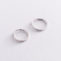 Сережки - кільця в білому золоті (1.5 см) с07312 Онікс