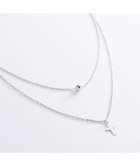 Double gold necklace "Ball and cross" coll01923 Onix 45