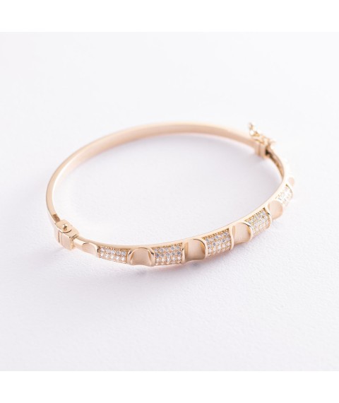 Rigid gold bracelet with cubic zirconia b04491 Onyx