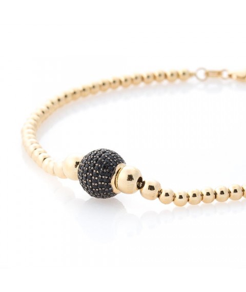 Gold bracelet "Balls" (black cubic zirconia) b03585 Onix 16