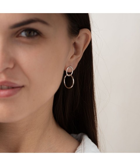 Stud earrings "Rings" in silver 122629 Onyx