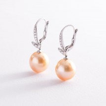 Gold earrings with pearls and diamonds s554 Onyx