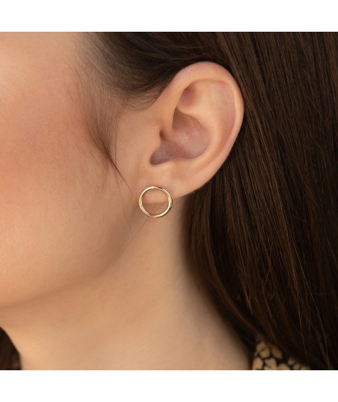 Gold earrings "Cycle" (1.25 cm) s06694 Onyx