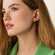 Gold earrings - studs (diamonds, emeralds) sb0512sm Onyx