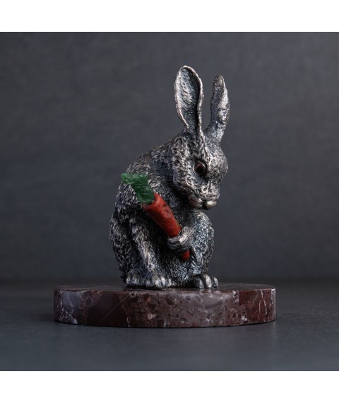Handmade silver figure "Rabbit" 23133 Onyx