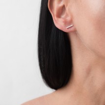Silver stud earrings in minimalist style 122489 Onyx