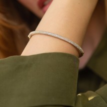 Жесткий браслет в желтом золоте (фианиты) б02516 Онікс