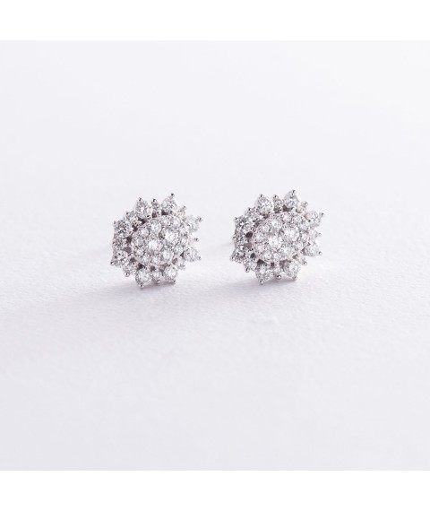 Gold stud earrings with diamonds sb0342di Onyx