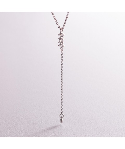 Silver necklace - tie with cubic zirconia 181177 Onix 38