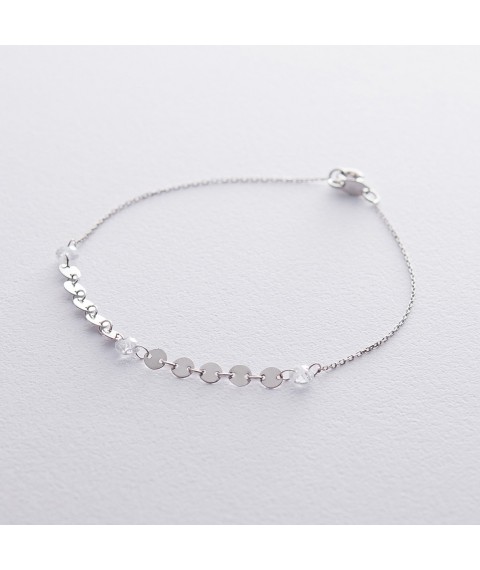 Gold bracelet Coins with cubic zirconia b04289 Onix 21