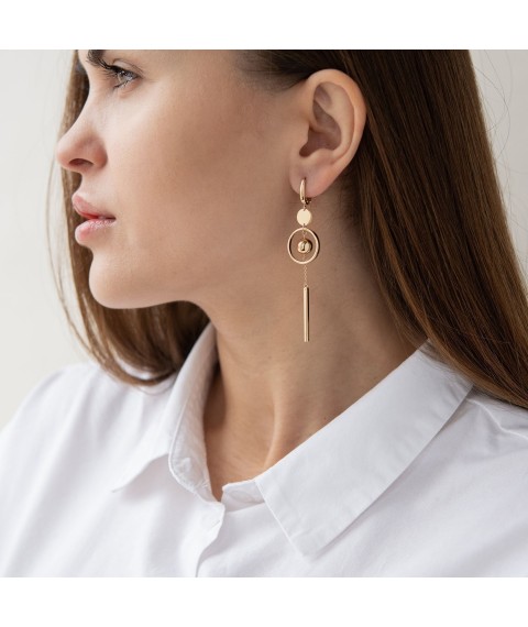 Gold earrings "Sun" with English clasp s06532 Onyx