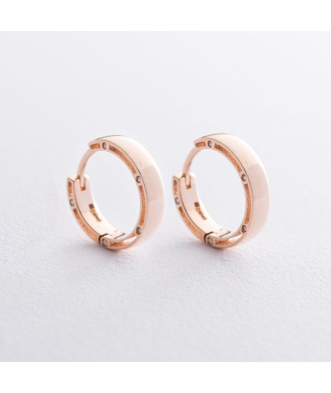 Gold earrings "Rings" (cubic zirconia), diameter: 17 mm s05227 Onyx